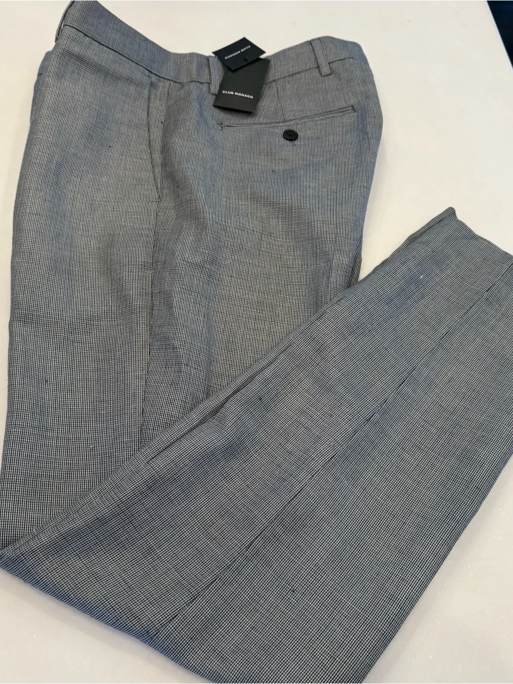 Club Monaco Sutton Slim Men’s Dress Pants Micro Houndstooth Linen Sz 32x32